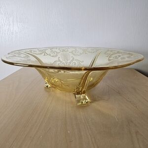 Vintage Fostoria Versailles Topaz 3 Toed Footed Centerpiece Bowl